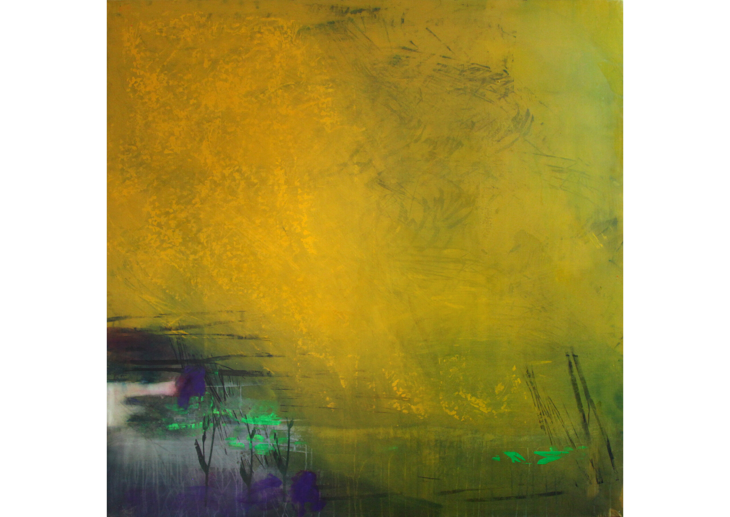 A la lumière de la lune n°5, 2012 | Encres sérigraphiques sur toile 200 x 200 cm ©Caty Banneville